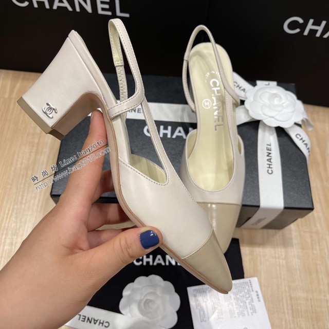 Chanel專櫃經典款女士涼鞋 香奈兒時尚sling back涼鞋平跟鞋6.5cm中跟鞋 dx2562